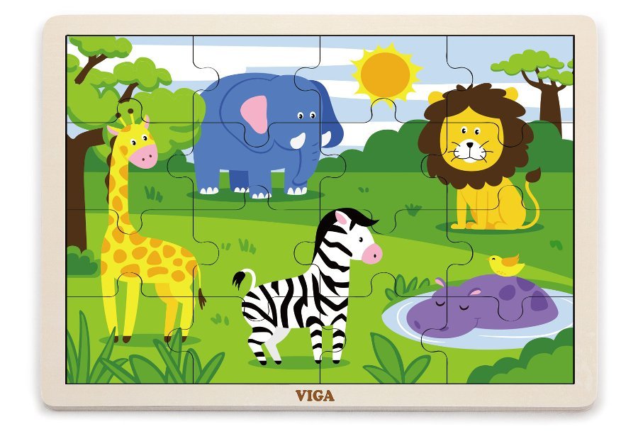 Detsk� dreven� puzzle 16 dielikov Safari - zv��i� obr�zok
