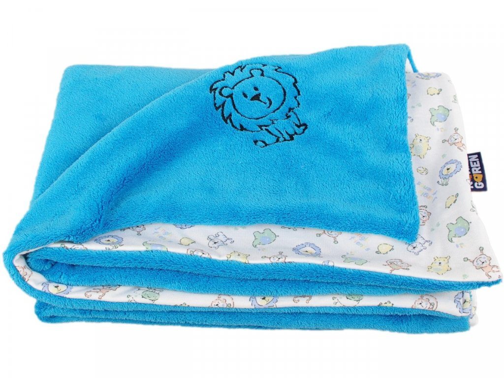 Detsk� deka lev 70x100 cm Wellsoft bavlna modr� - zv��i� obr�zok