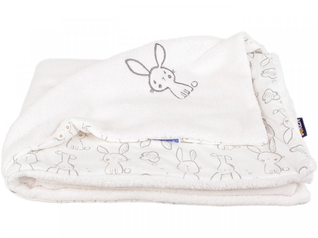 Detsk� deka zajac 70x100 cm Wellsoft bavlna smotanov� - zv��i� obr�zok