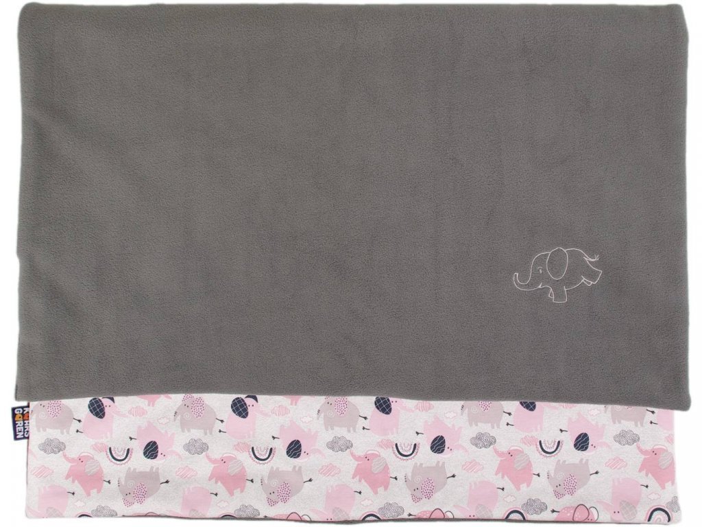 Zateplená detská deka 70x100 cm sivá slon ružový - zväèši� obrázok